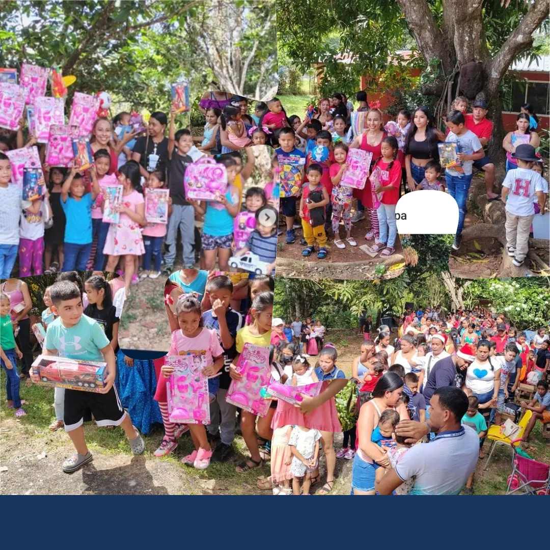 Niños y familias de la comunidad en una actividad de la Fundación G.O.L.D.